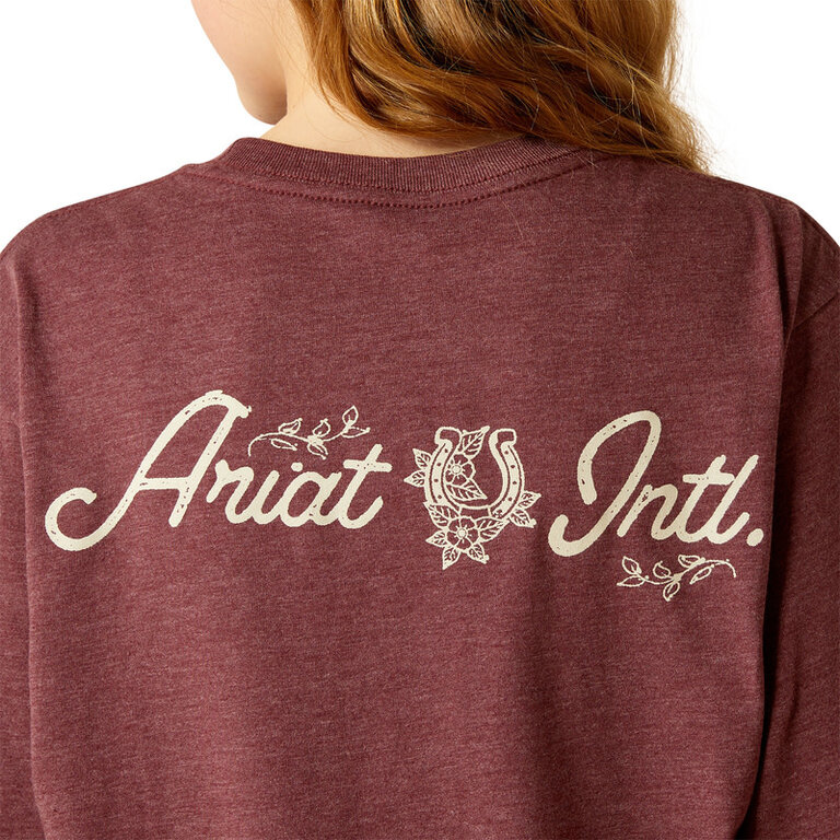 Ariat Ariat Fine Boots And Denim L/S Tshirt - Maroon Heather