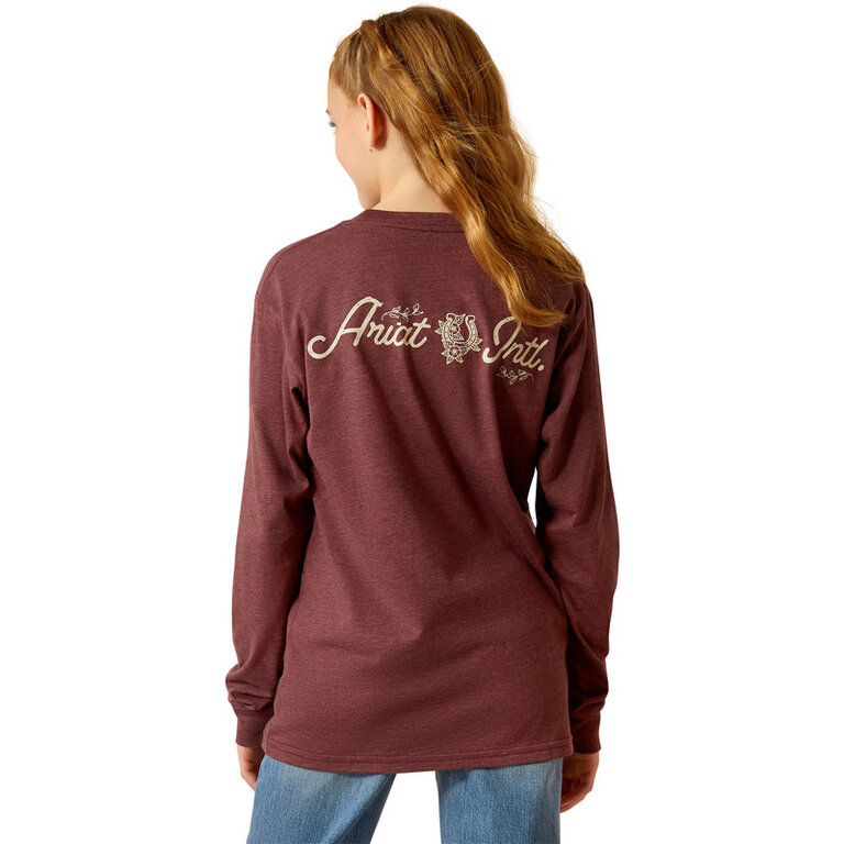 Ariat Ariat Fine Boots And Denim L/S Tshirt - Maroon Heather