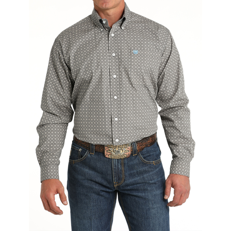 Cinch Cinch L/S Print Shirt - Blue/Grey