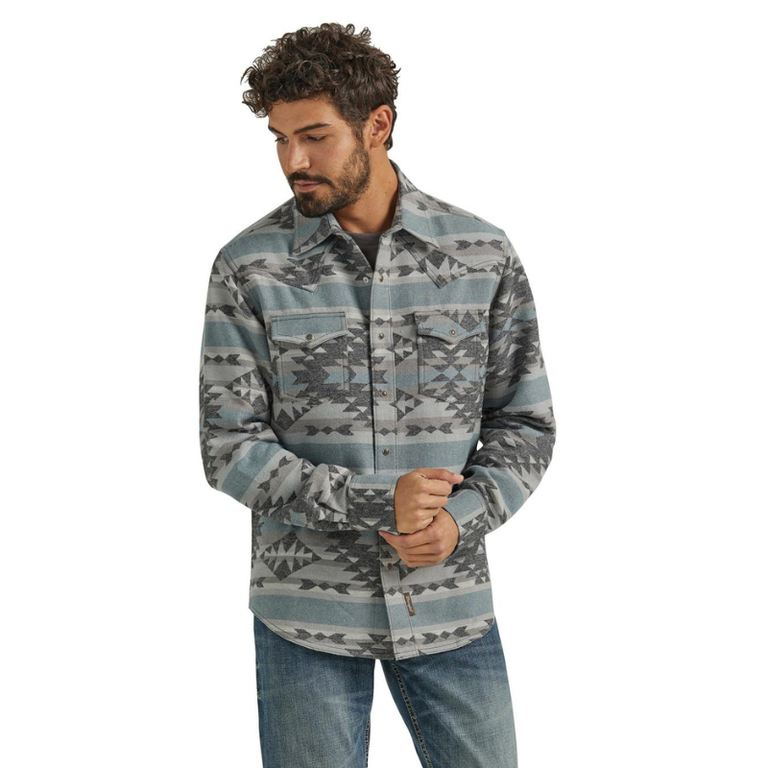 Wrangler Wrangler Retro Premium L/S Shirt - Blue Aztec