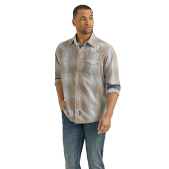 Wrangler Wrangler Retro Premium L/S Snap Shirt - Tan Plaid