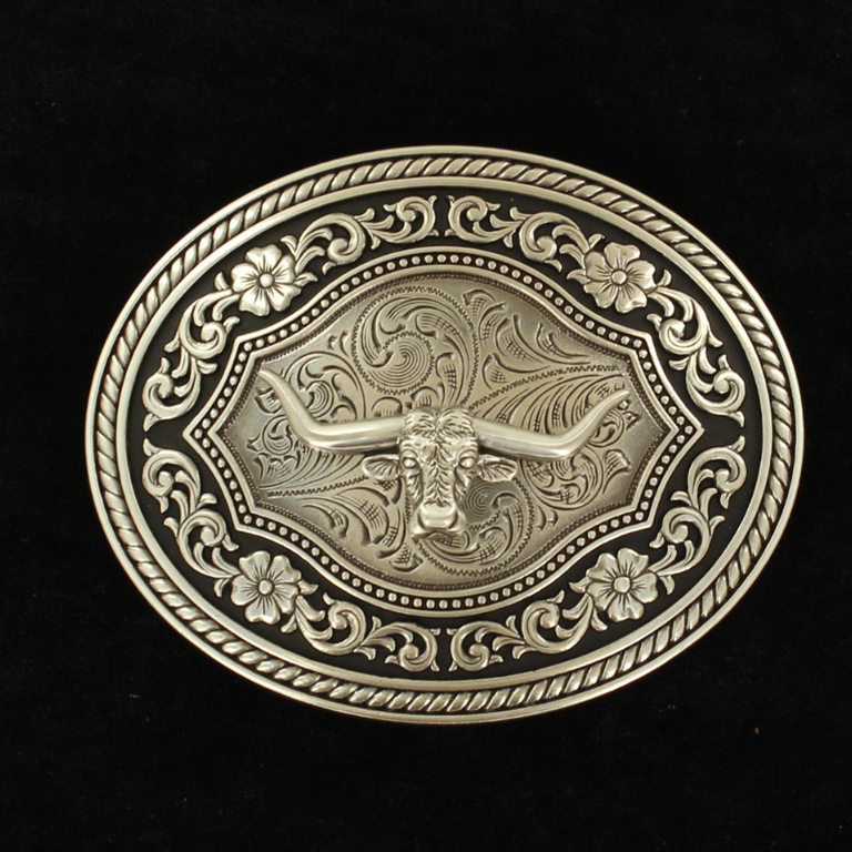 Nocona Nocona Rope Edge Scroll Longhorn Buckle