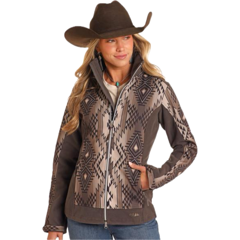 Panhandle Panhandle Aztec Printed Softshell Jacket - Brown