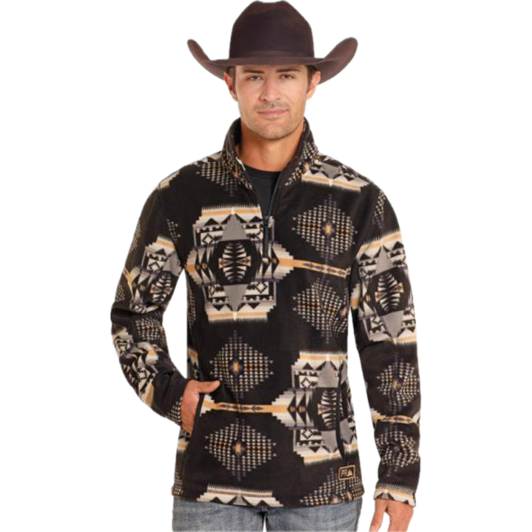 Panhandle Panhandle Aztec Printed Fleece Pullover - Black