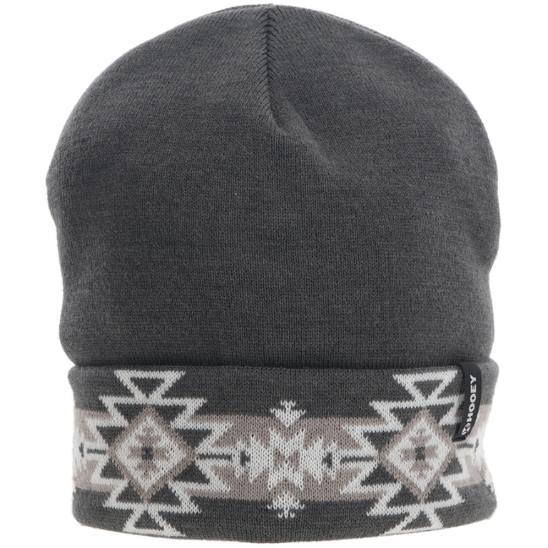 Hooey Hooey Aztec Pattern Beanie - Grey/White