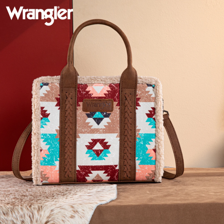 Wrangler Wrangler Sherpa Southwestern Print  Small Canvas Tote/Crossbody - Brown