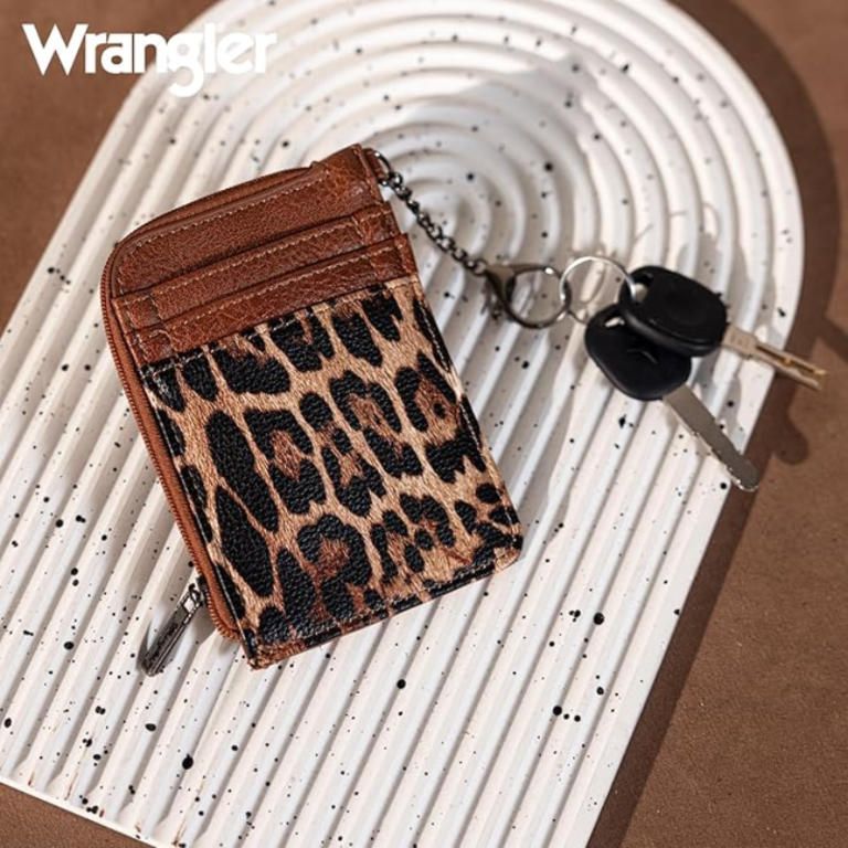 Wrangler Wrangler Leopard Print Mini Zip Card Case - Brown/Leopard