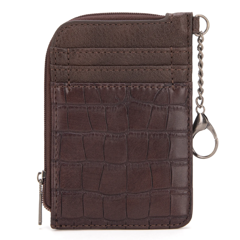 Wrangler Wrangler Croc Print Mini Zip Card Case - Coffee