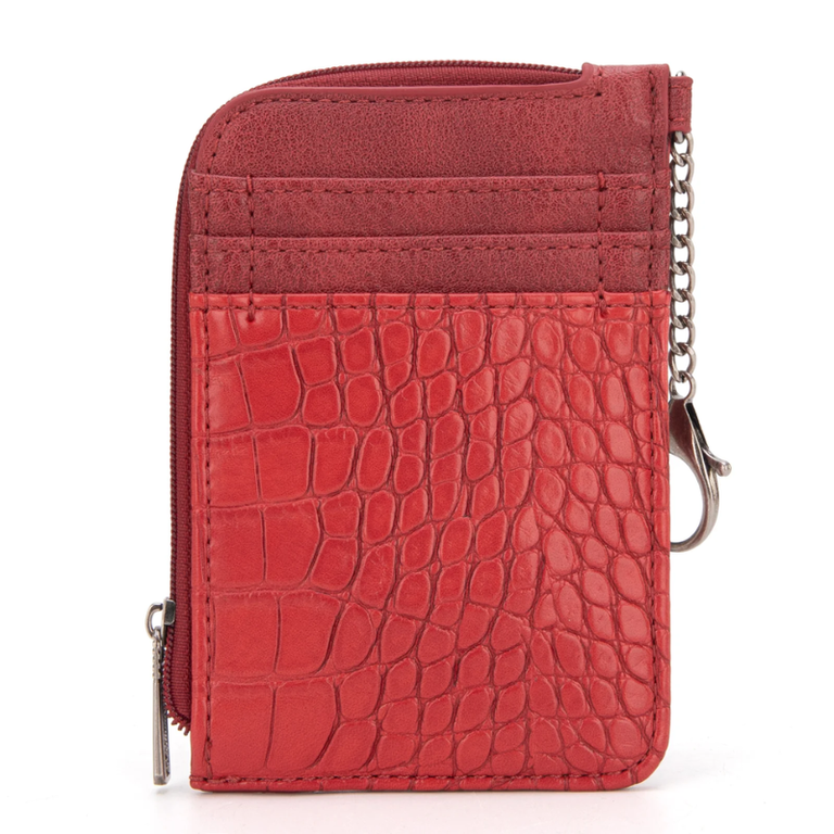 Wrangler Wrangler Croc Print Mini Zip Card Case - Burgundy