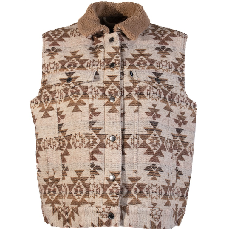Hooey Hooey Sherpa Lined Vest - Aztec Cream