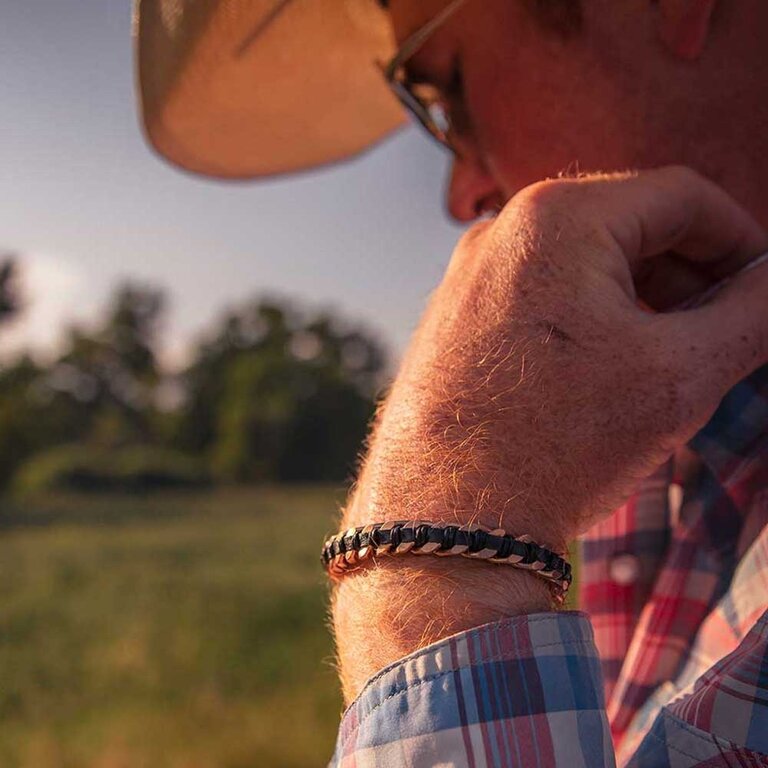 Montana Silversmiths Montana Silversmiths Wrapped In Leather Dark Bracelet