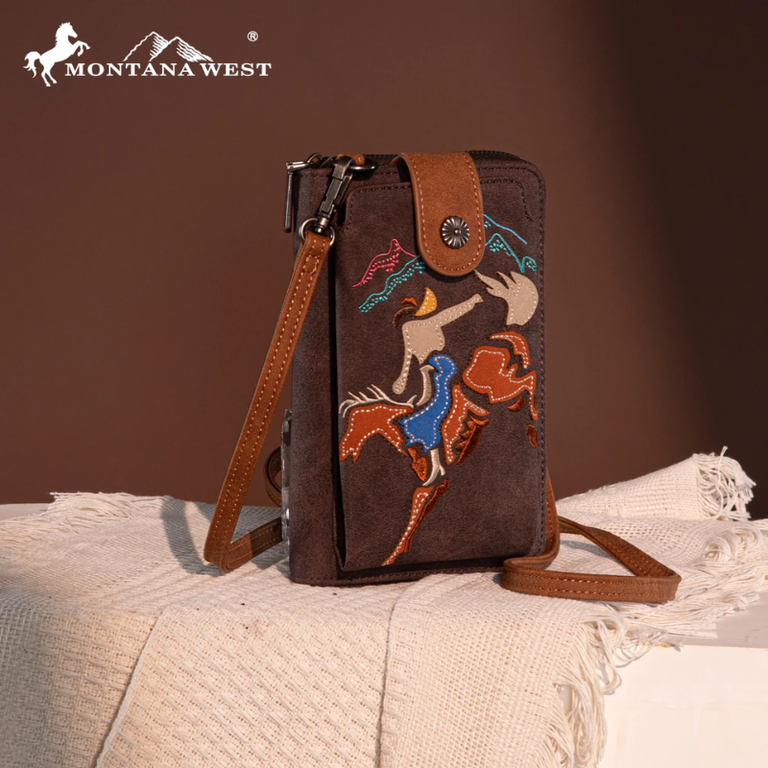 Montana West Embroidered Collection Phone Wallet/Crossbody - Bucking Horse