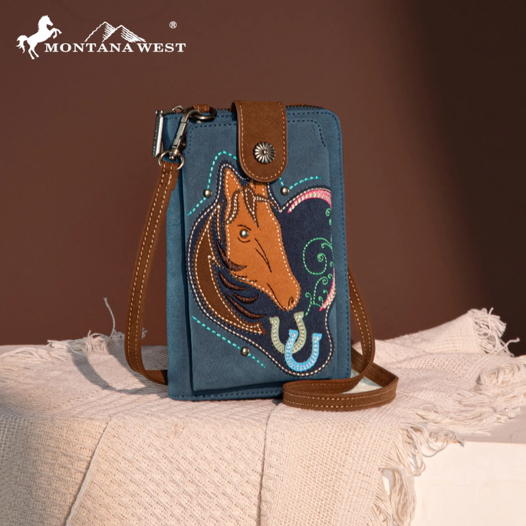 Montana West Embroidered Collection Phone Wallet/Crossbody - Horse Head