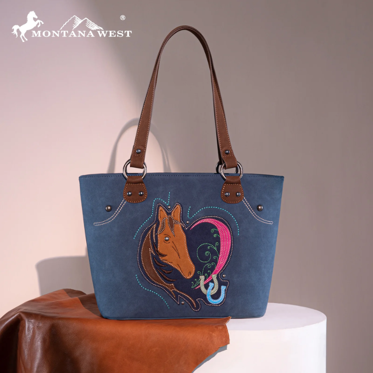 Montana West Embroidered Collection Concealed Carry Tote - Horse Head