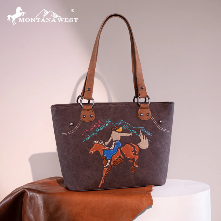 Montana West Embroidered Collection Concealed Carry Tote - Bucking Horse