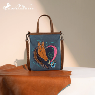Montana West Embroidered Mini Tote/Crossbody - Horse Head
