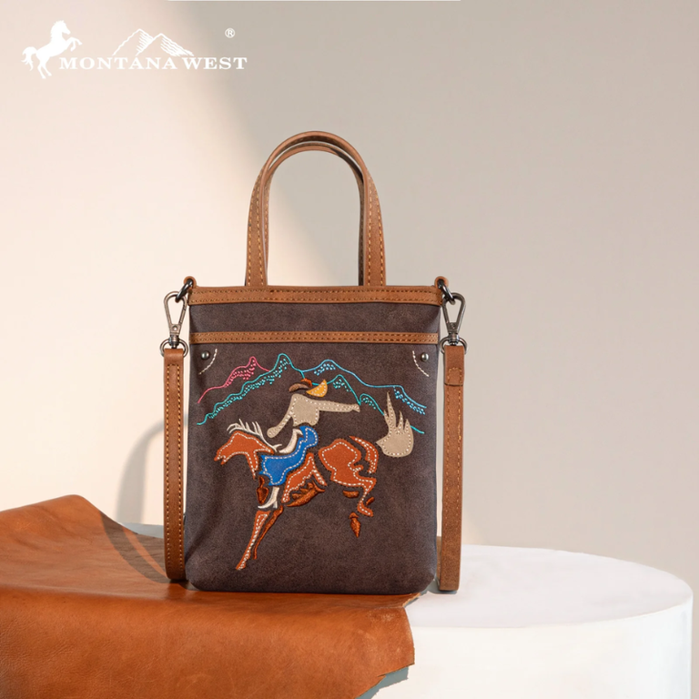 Montana West Embroidered Mini Tote/Crossbody - Bucking Horse