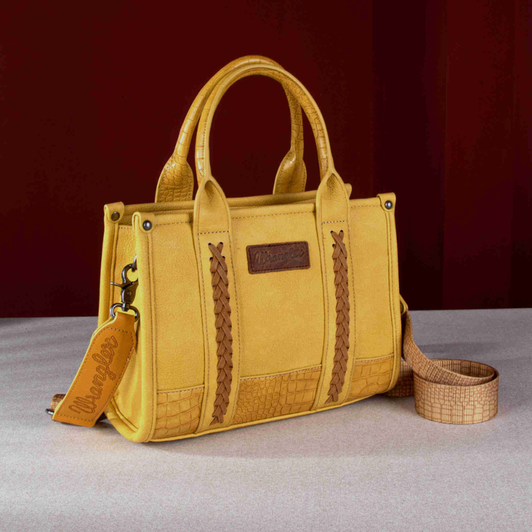 Wrangler Croc Print Concealed Carry Tote/Crossbody - Mustard