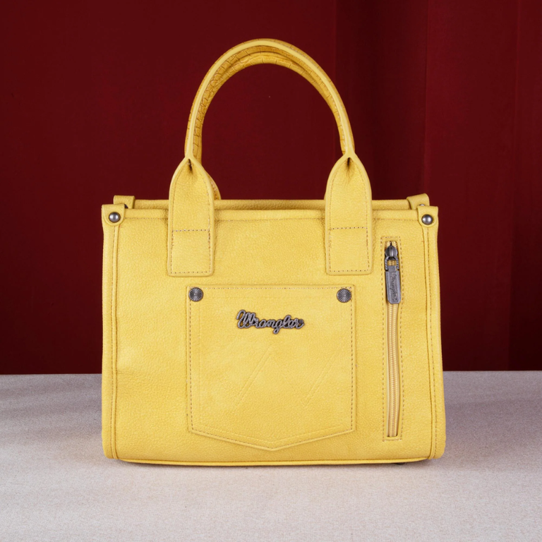 Wrangler Croc Print Concealed Carry Tote/Crossbody - Mustard