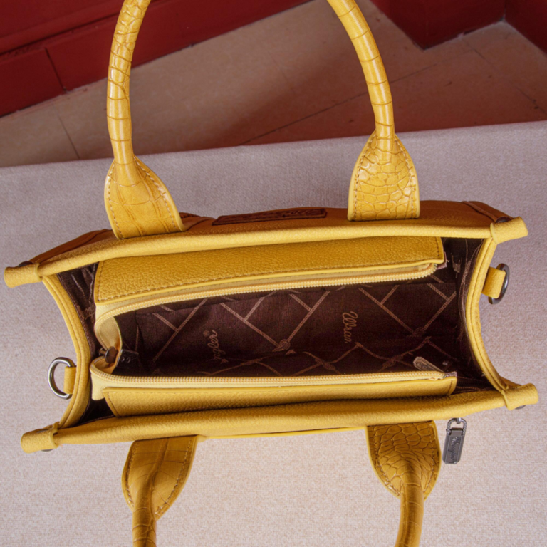 Wrangler Croc Print Concealed Carry Tote/Crossbody - Mustard