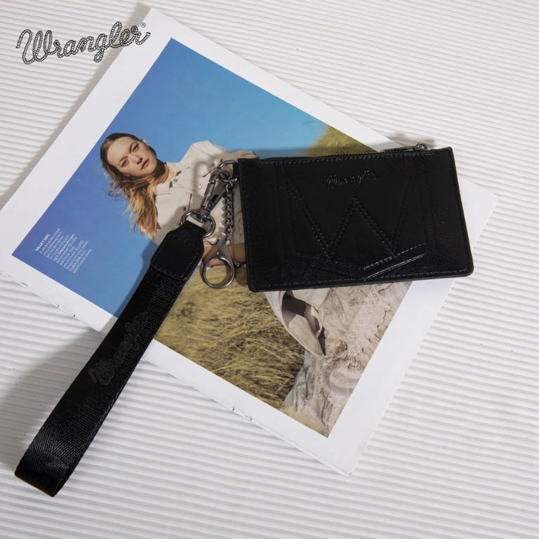 Wrangler Wrangler Solid Color Key Chain/Wristlet Card Wallet - Black