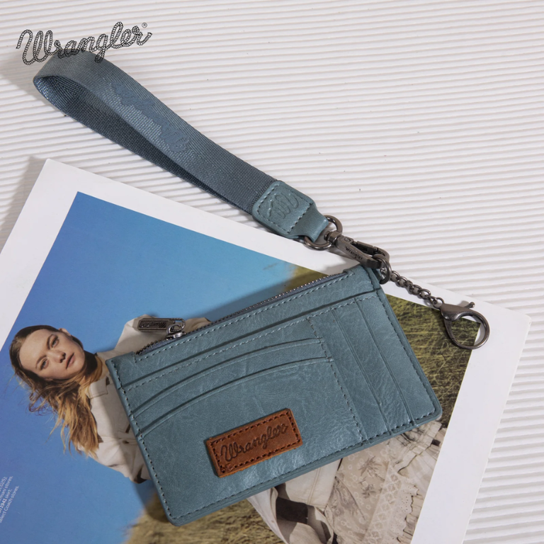 Wrangler Wrangler Solid Color Key Chain/Wristlet Card Wallet - Jean