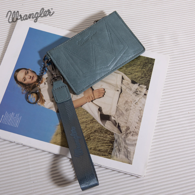 Wrangler Wrangler Solid Color Key Chain/Wristlet Card Wallet - Jean