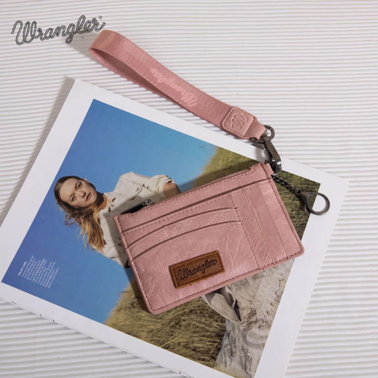 Wrangler Wrangler Solid Color Key Chain/Wristlet Card Wallet - Pink