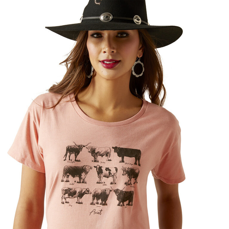 Ariat Ariat Cow Chart S/S Tshirt - Sunset Heather