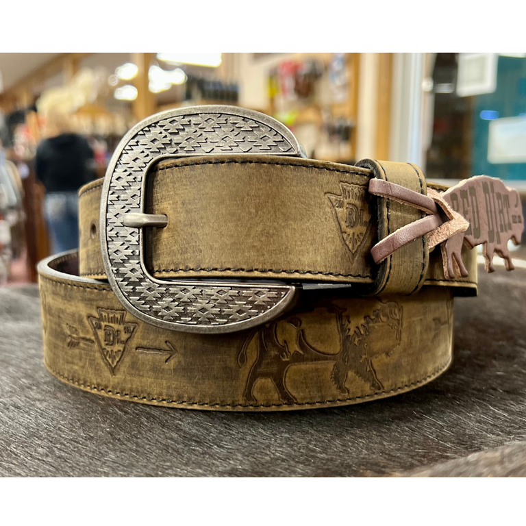 Red Dirt Hat Co Red Dirt Hat Co Oiled Leather Belt With Bison Logo Belt