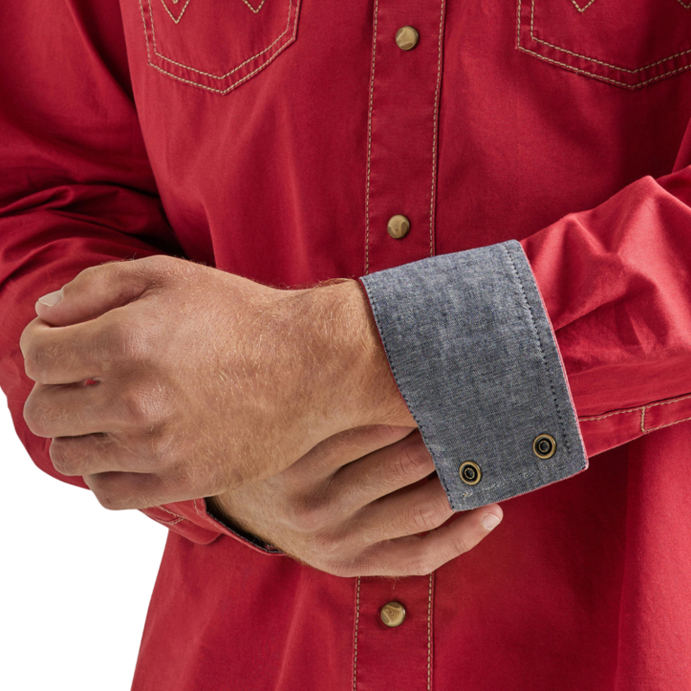 Wrangler Wrangler Retro Modern Fit Red L/S Pearl Snap Shirt