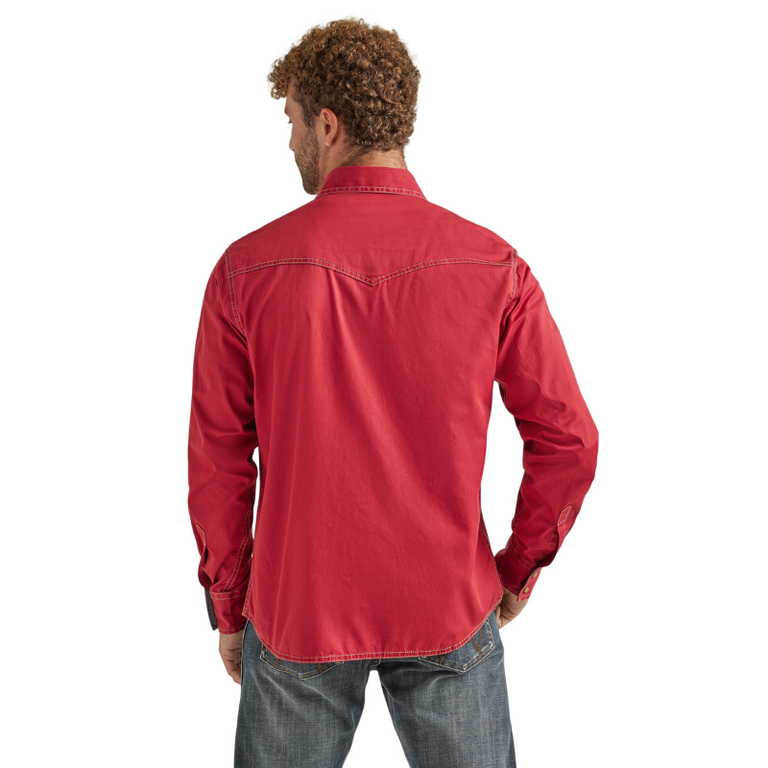 Wrangler Wrangler Retro Modern Fit Red L/S Pearl Snap Shirt