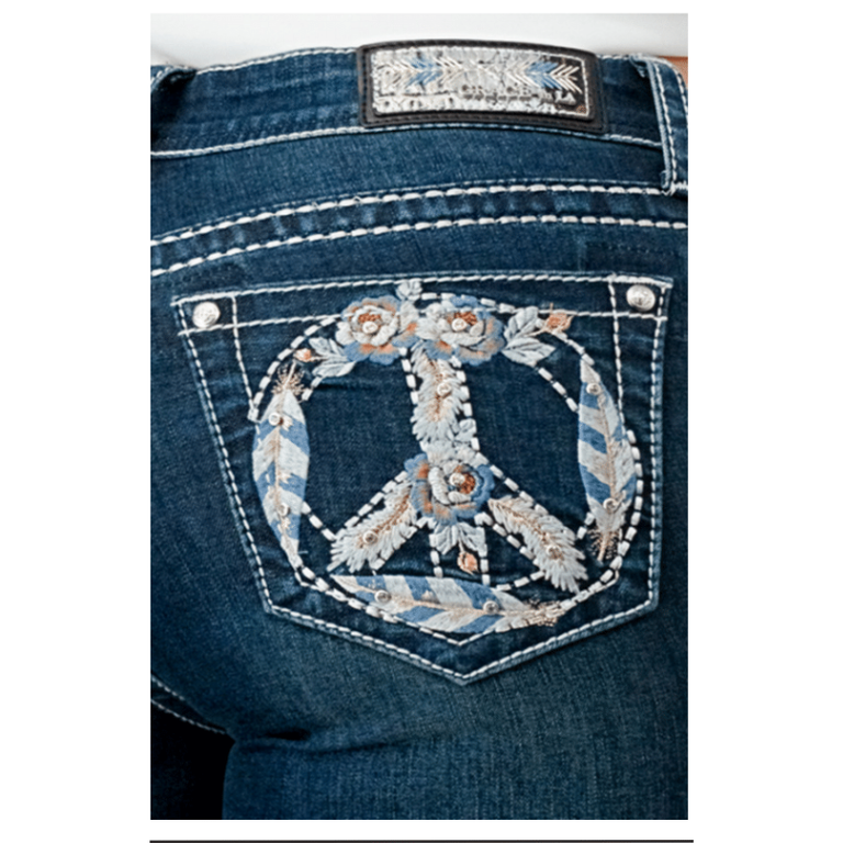 Grace in LA Grace In LA Peace Sign Jeans - 34” Inseam