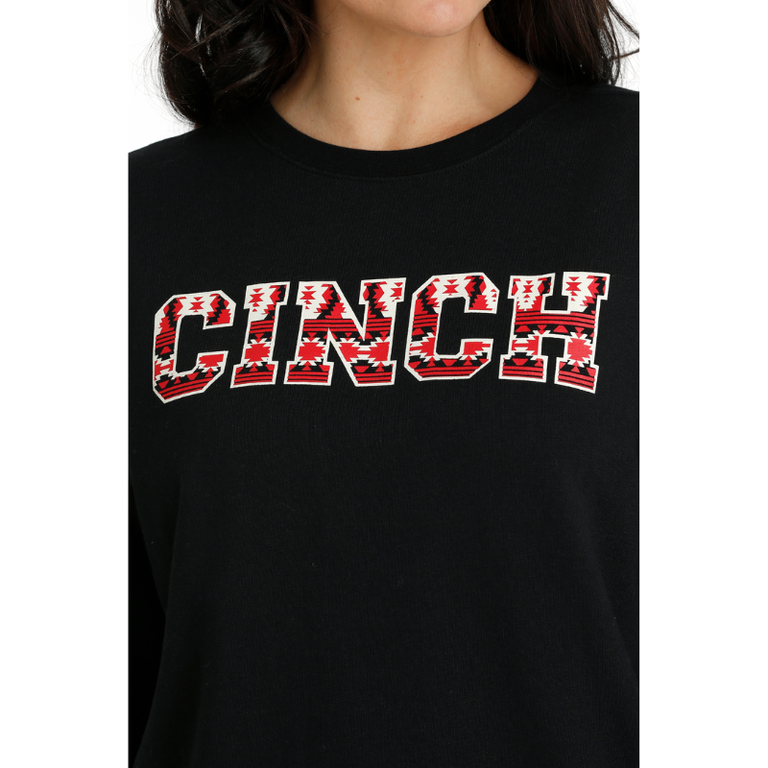 Cinch Cinch Red Aztec Lightweight Crew Sweatshirt - Black