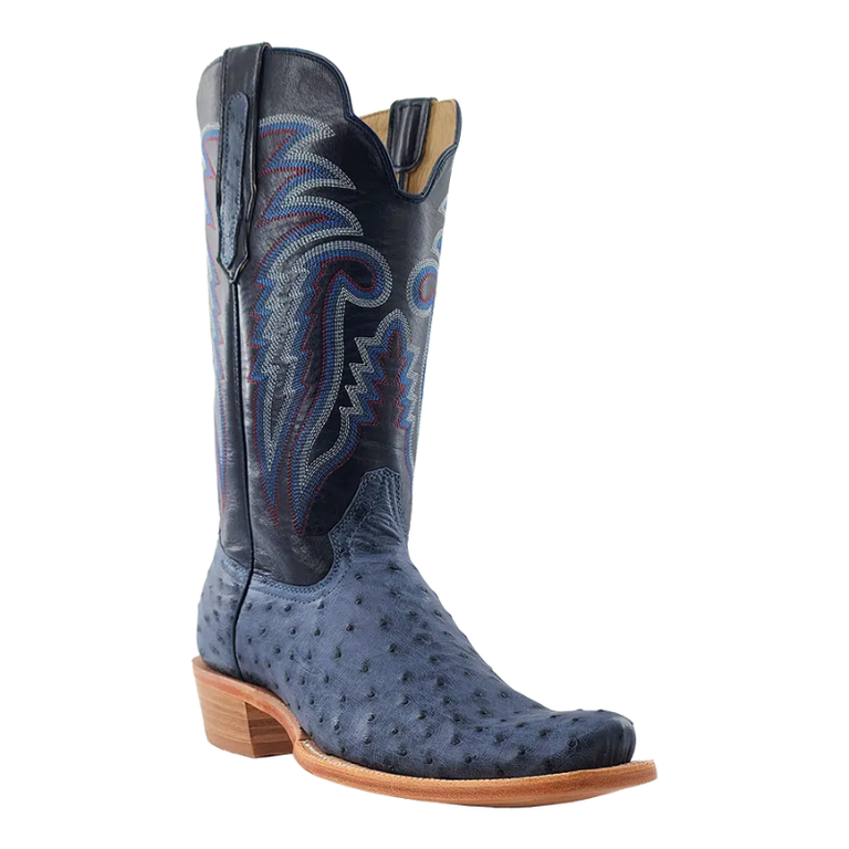 R Watson R. Watson Denim Bruciato Full Quill Ostrich Western Boot