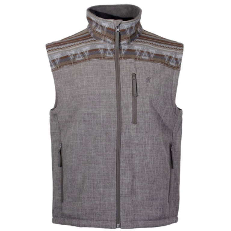 Hooey Hooey Softshell Full Zip Vest - Grey/Aztec