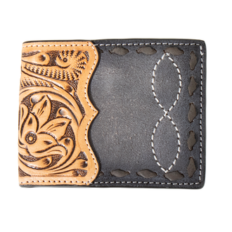 3D 3D Hand Tooled Floral Buck Lace Bifold Wallet