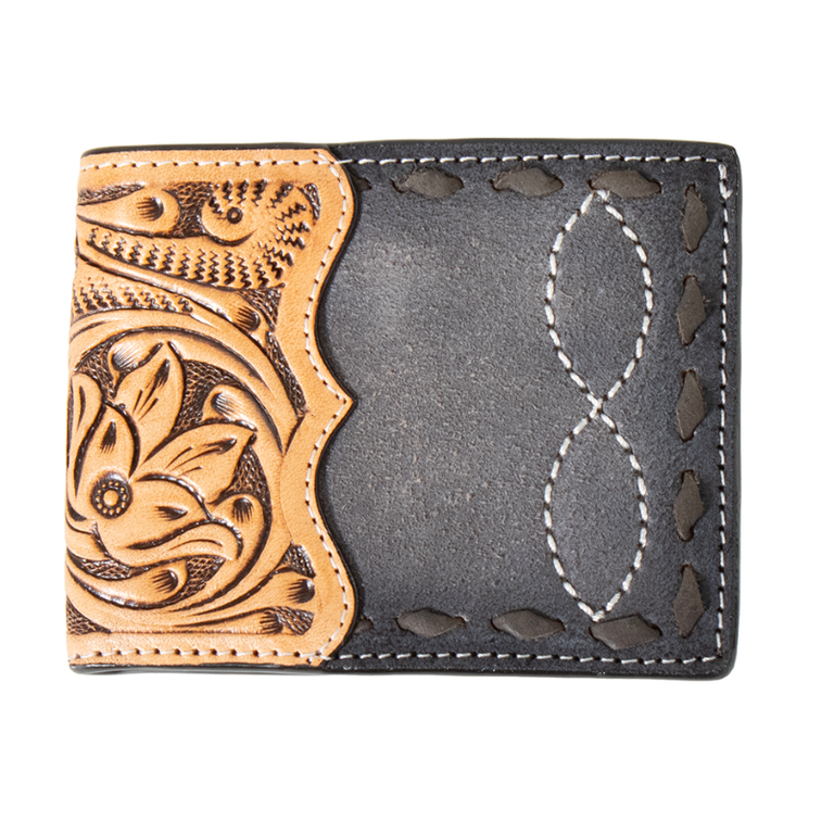 3D 3D Hand Tooled Floral Buck Lace Bifold Wallet