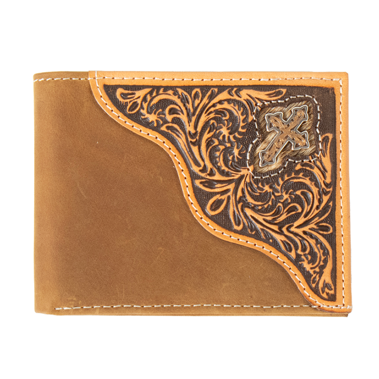 3D 3D Cross Concho Floral Embossing Bifold Wallet