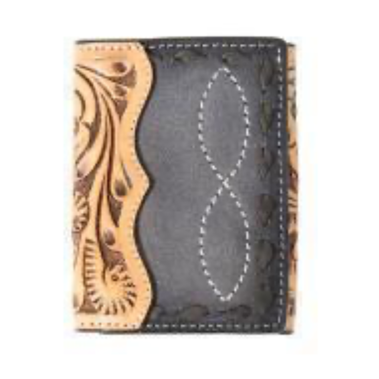 3D 3D Hand Tooled Floral Buck Lace Trifold Wallet
