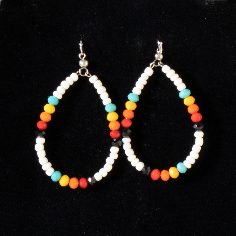 Silver Strike Silver Strike Beaded Multicolor Oval Earrings