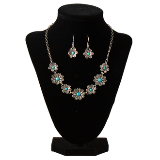 Blazin Roxx Blazin Roxx Crystal Turquoise Stone Flower Set
