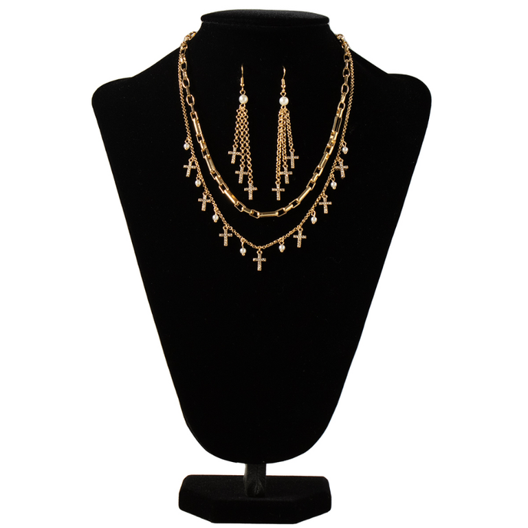 Blazin Roxx Blazin Roxx Crosses And Pearls Gold Set