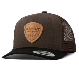 Ariat Ariat Snapback Faux Leather Patch Cap - Brown