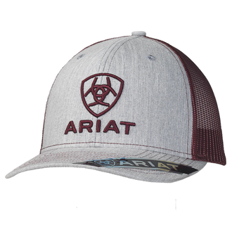 Ariat Ariat Snapback Embroidered Shield Cap - Grey/Burgundy