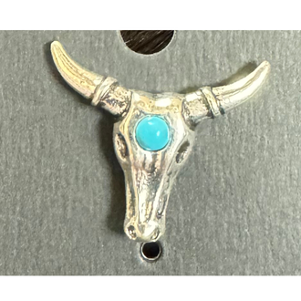 Austin Accent Austin Accent Cow Skull With Turquoise Hat Pin