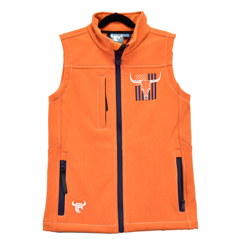 Cowboy Hardware Cowboy Hardware Skull Flag Poly Shell Vest - Orange