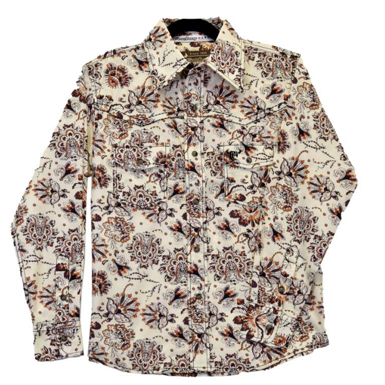 Cowboy Hardware Cowboy Hardware Peacock Paisley L/S Shirt - Youth - Brown