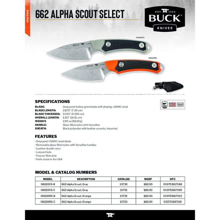 Buck Buck 662 Alpha Scout Knife - Orange