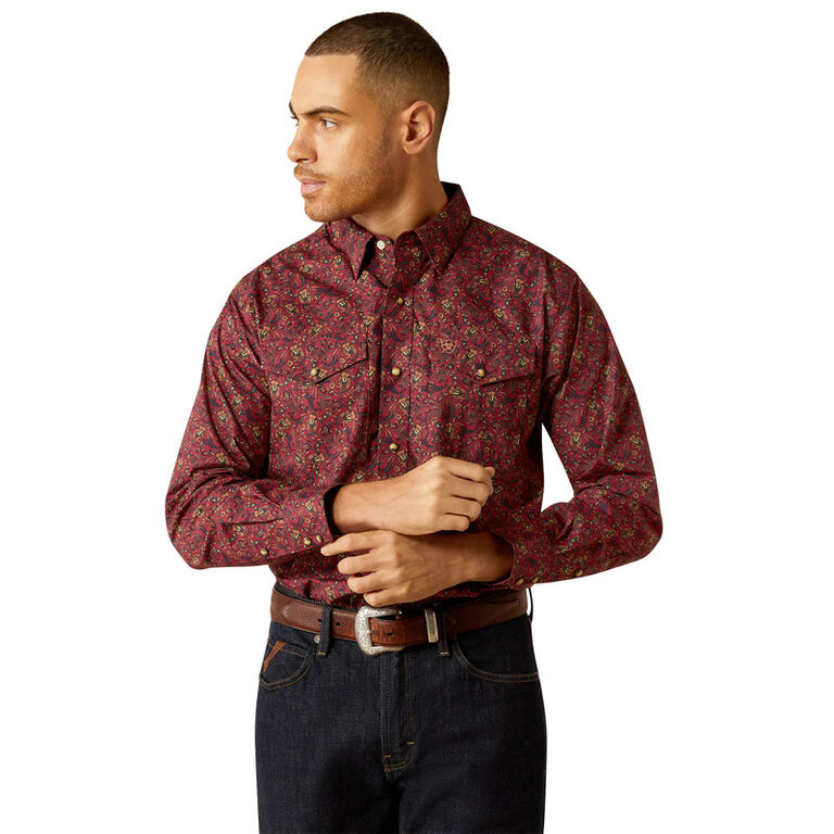 Ariat Ariat Samson Snap L/S Shirt - Dark Red Paisley
